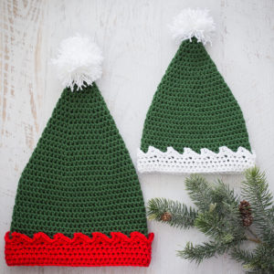 crochet elf hat, free crochet pattern, crochet elf hat pattern, santa's elf hat pattern, santa's little helper hat, crochet elf beanie, kids and adult sizes, crochet holiday hat, crochet christmas hat pattern