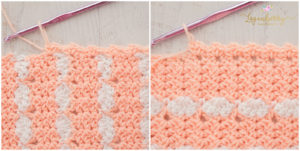 peaches and cream crochet baby blanket, baby blanket crochet pattern, crochet baby blanket tutorial, free crochet pattern, how to crochet a baby blanket, crochet blanket with scallop trim, scallop edge crochet blanket, peach blanket, pink and white blanket