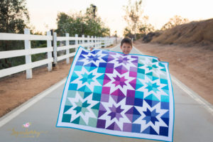 Aurora Borealis Quilt, Rainbow Quilt, Star Quilts, Negative Space, Square Quilt, Green + Teal + Purple Quilt, Patchwork, Squares, Modern Quilt