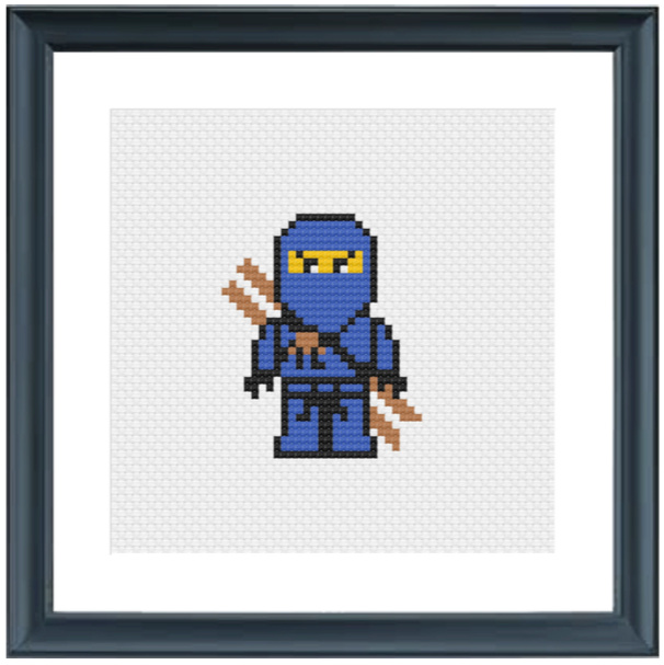 Ninjago Cross Stitch Pattern + Free, Jay Lightning Ninja, Blue Ninja, lego movie, perler bead pattern, knitting chart, c2c chart, cross-stitch