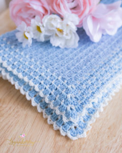 Heirloom Baby Blanket, Soft Blue & Cream, Crochet Pattern, Blanket Pattern, Crochet Gift for Baby Boy, Picot Edging, Scallop Trim, Baby Shower Gift for Boy, Crochet Boy Blanket, Block Stitch