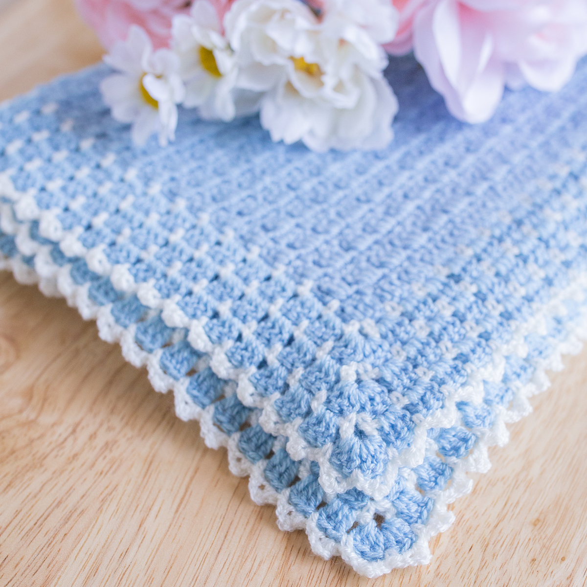 Handmade crochet blue baby blanket factory boy