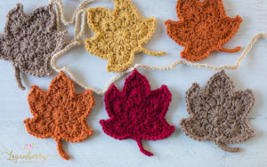 Cochet Autumn Leaves + Pattern + Tutorial + Free, Crochet Fall Leaves, Crochet Maple Leaves, Fall Colors, Home Decor, Thanksgiving Decor, Halloween Decor, Crochet Garlands, Maple Leaves Garland, Leaves on a String