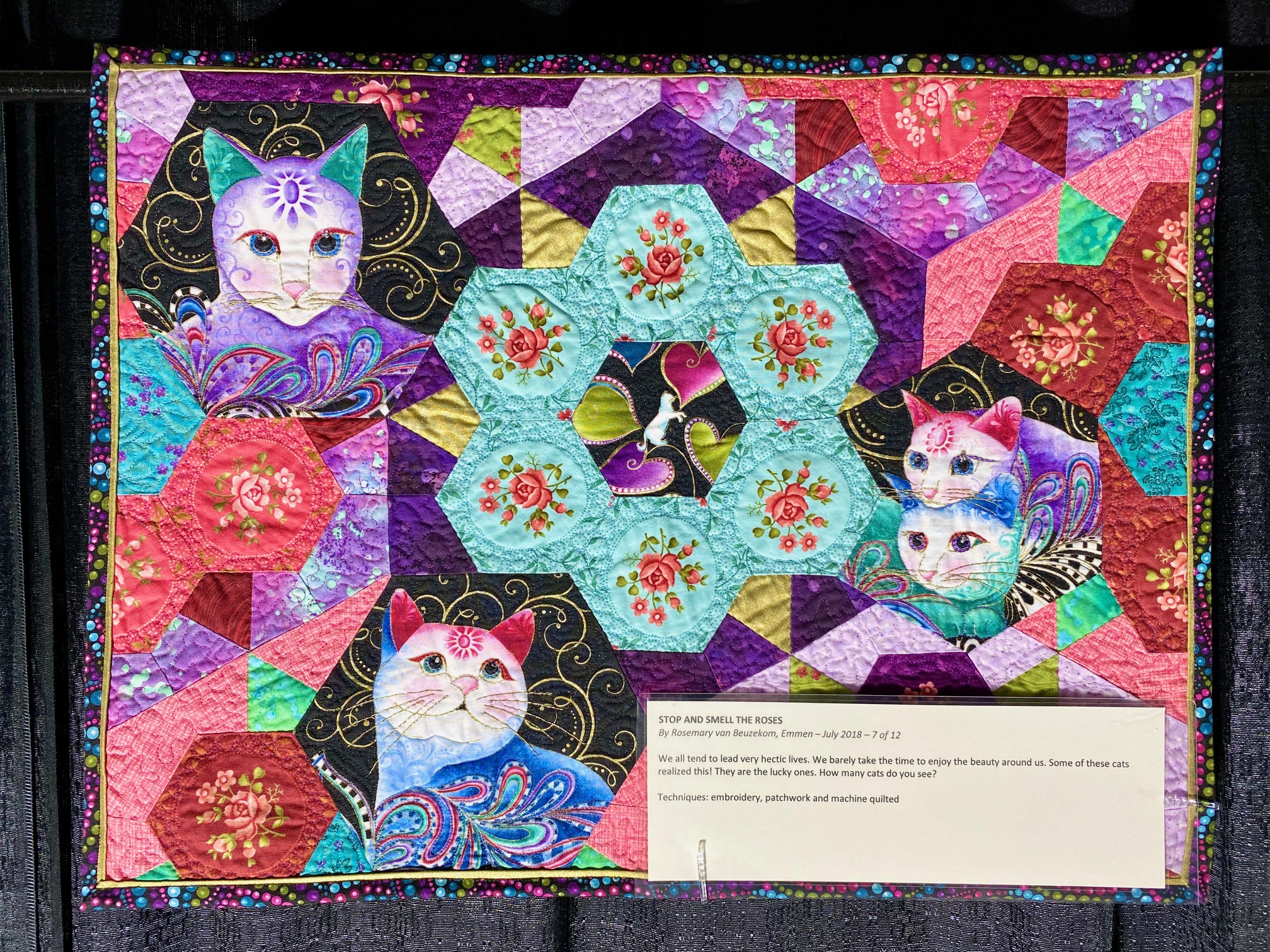 Cats Quilt Loganberry Handmade