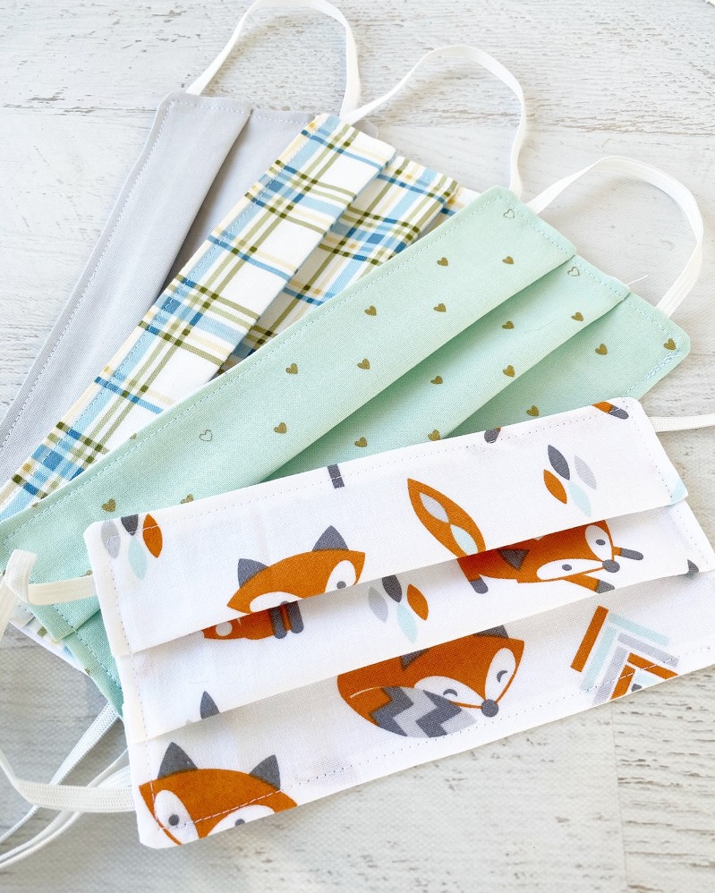 DIY Face Masks, Easy Free Sewing Pattern, Tutorial, Fabric Face Covers, How to Sew Face Mask, Foxes